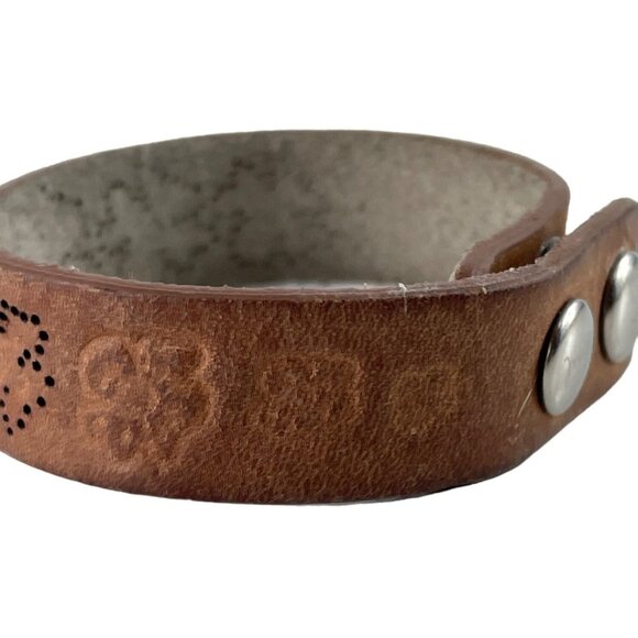 Fossil Womens Band Bracelet Brown Leather with Snaps Floral Design - Picture 3 of 8